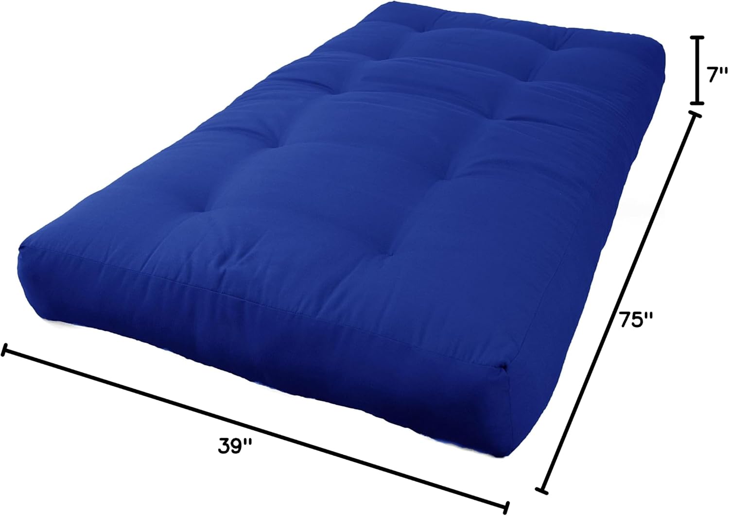 Blazing Needles Renewal 7" Twill Futon Mattress, Full, Aqua Blue