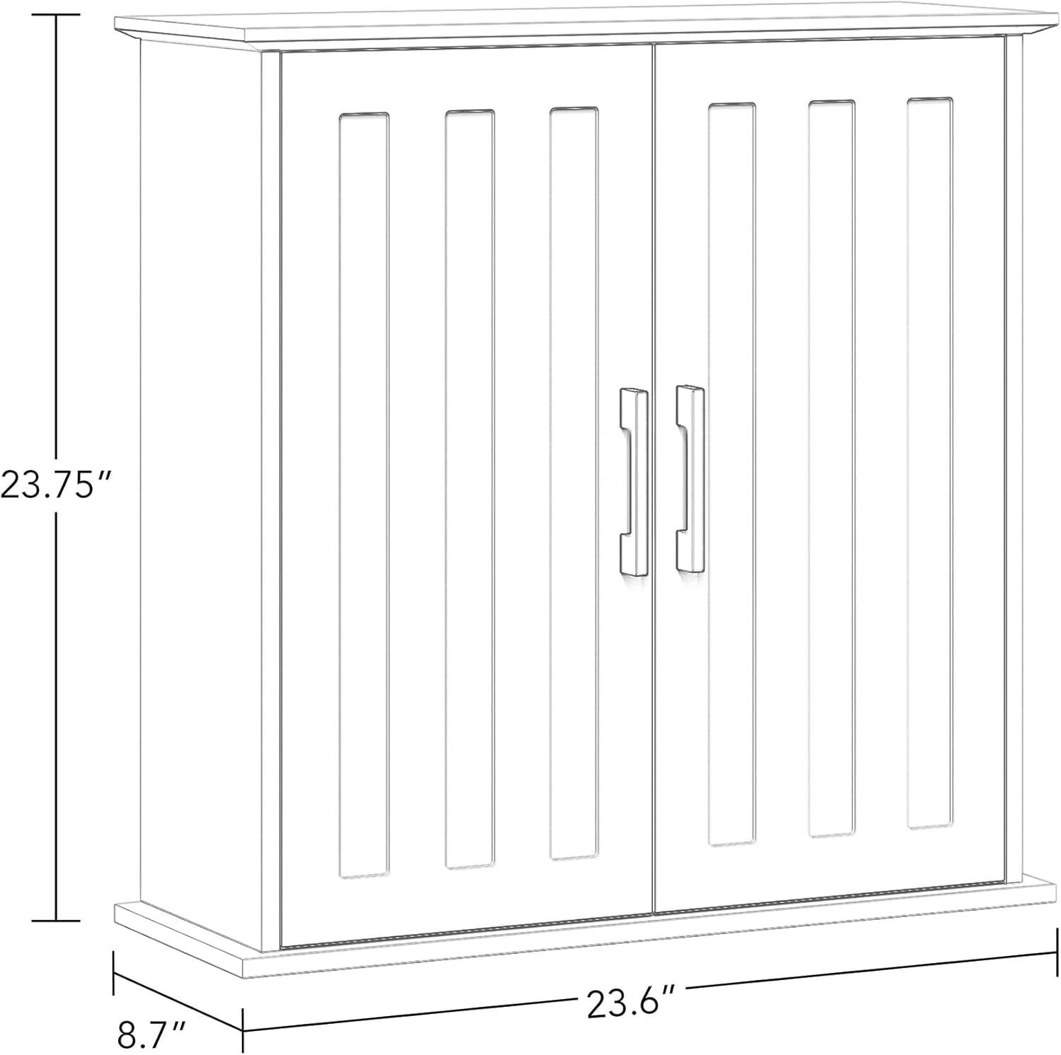 RiverRidge Monroe Two-Door Bathroom Wall Mount Medicine Cabinet, White | Adjustable Interior Shelf, Soft Close Hinges, Matte Black Handles