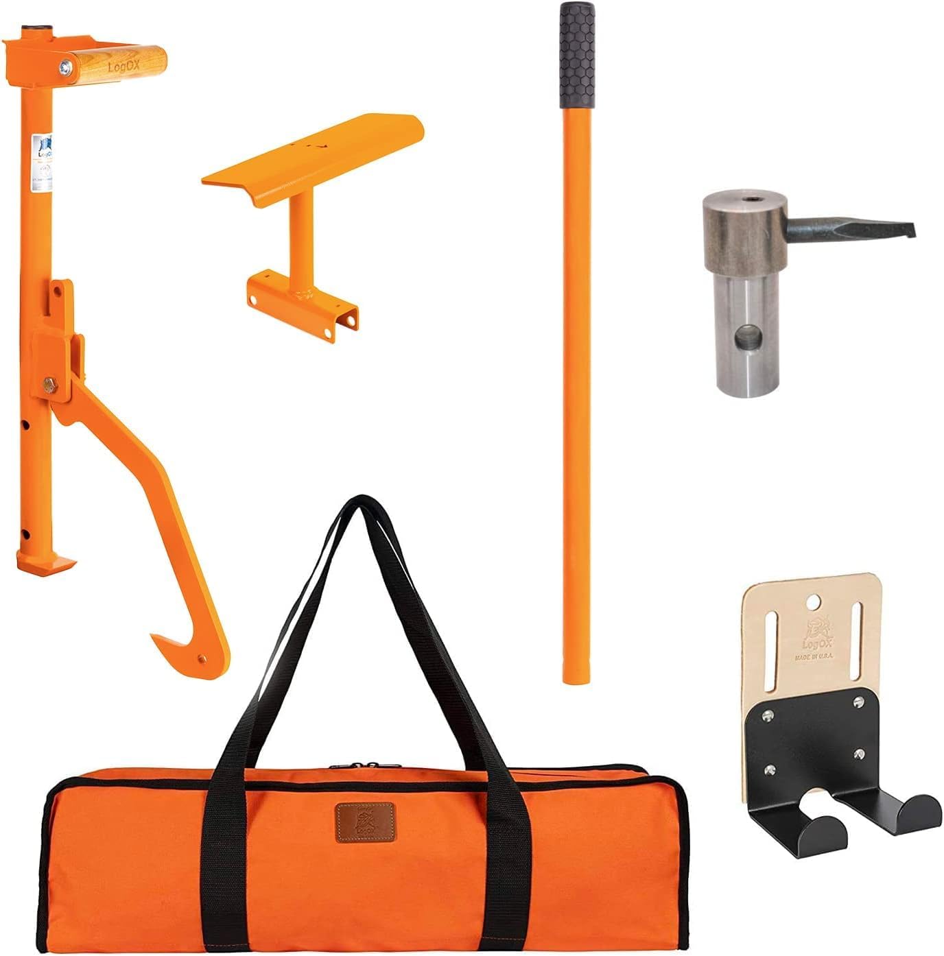 Hauler - 21” Cant Hook Log Roller and Carrier | Orange Powder-Coated Log Hauler Hand Tool for Firewood Harvesting, Brush or Tree Removal. (Patented, Made in USA, With A Warranty)
