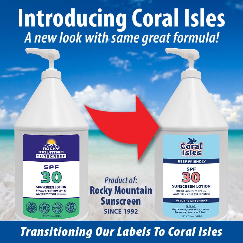 Coral Isles SPF 50 Sunscreen Pump Reef Compliant Broad Spectrum 128 Fl Oz