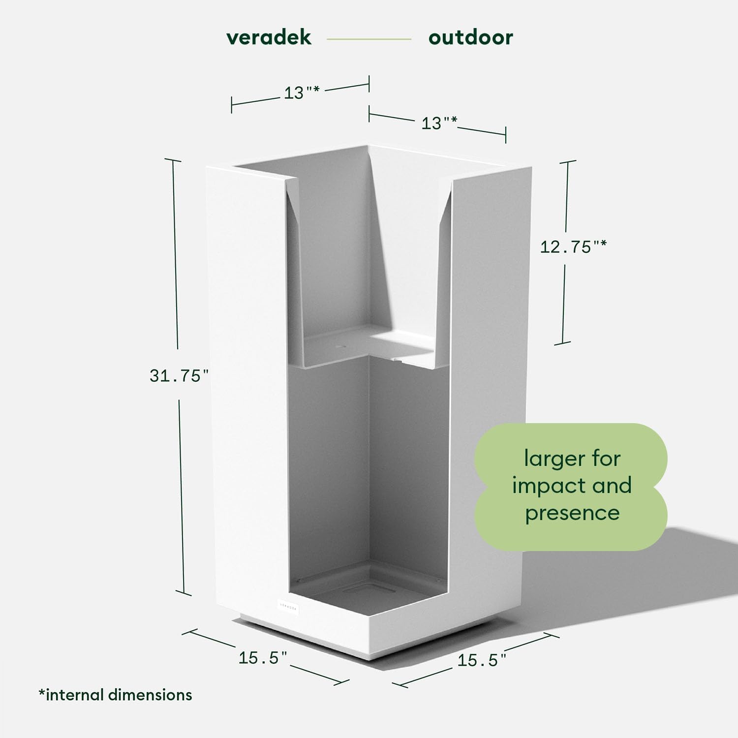 Veradek Block Series Pedestal Planter - Tall Rectangular Outdoor Planter | Made From Durable Plastic Featuring a Removable Insert Bucket. Modern Porch/Patio Décor for Plants and Flowers