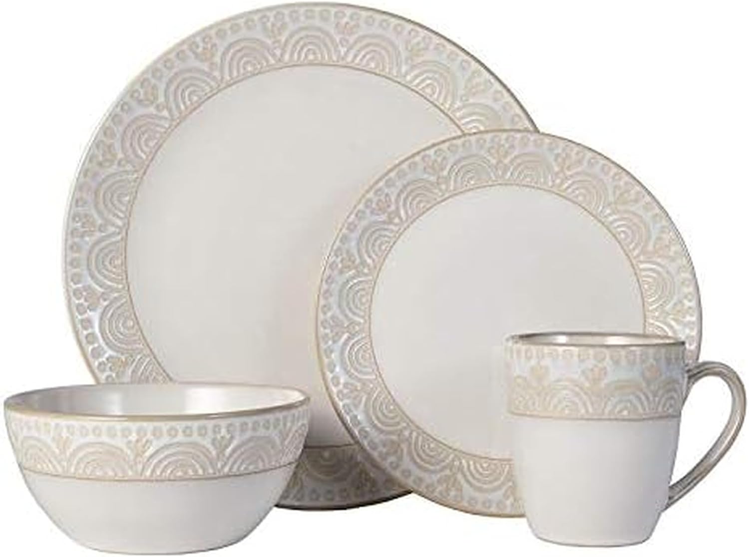 Pfaltzgraff Amelia Cream 16-Piece Dinnerware Set, Service For 4
