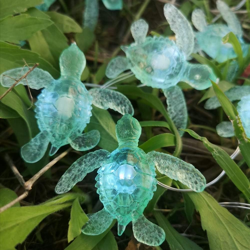 Beach Theme -Cute Green Sea Turtle String Lights- Ocean Fairy Decorative Lights- 10ft 30 LEDs -USB Powered -Multi-Function- Remote Control-Christmas