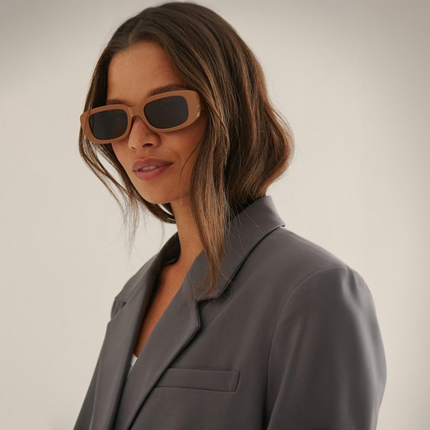 BUTABY Rectangle Sunglasses for Women Retro Driving Glasses 90’s Vintage Fashion Narrow Square Frame UV400 Protection