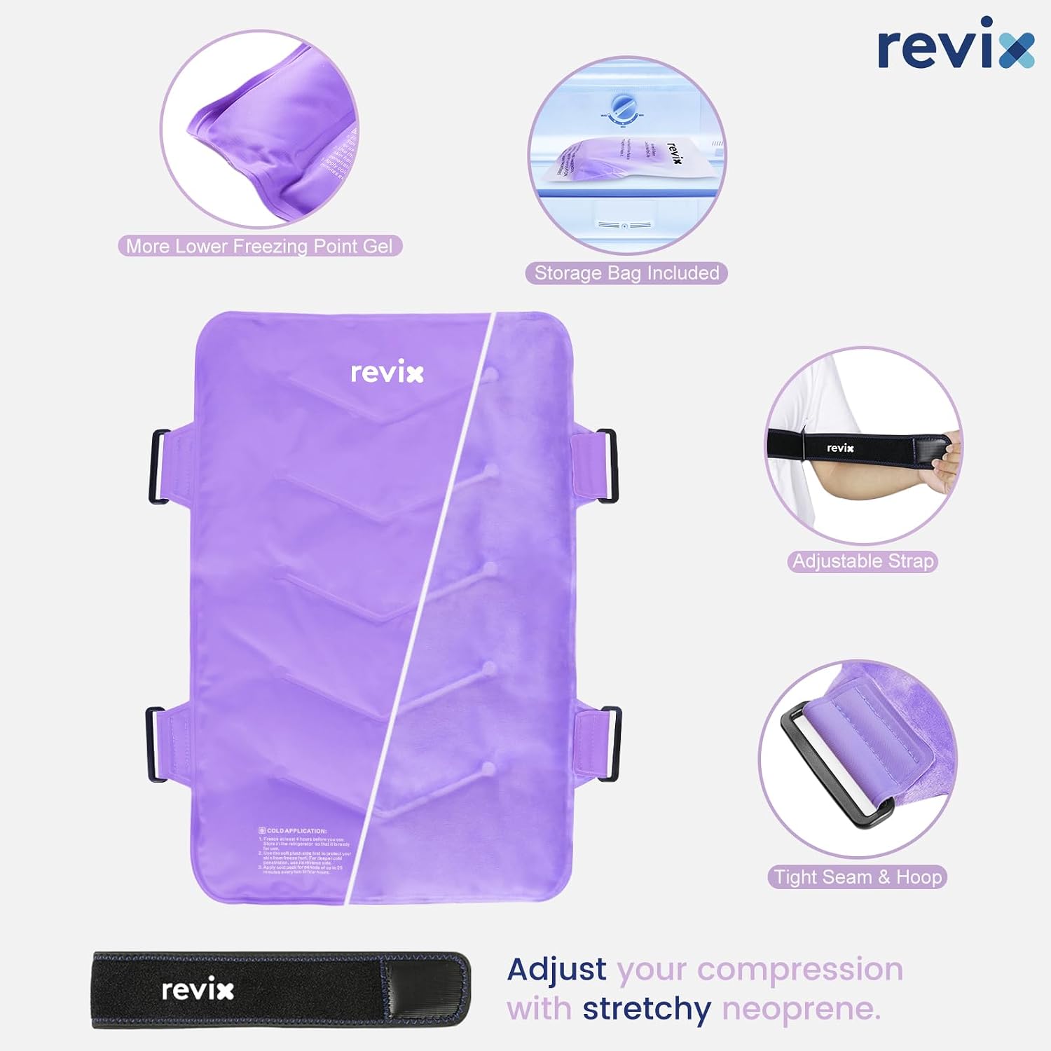 REVIX XXL Full Back Ice Pack Wrap, Large Gel Packs for Injuries Reusable