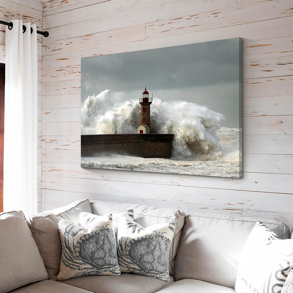 Hardy Gallery Ocean Wave Canvas Wall Art Coastal Decor 16x11 Inch