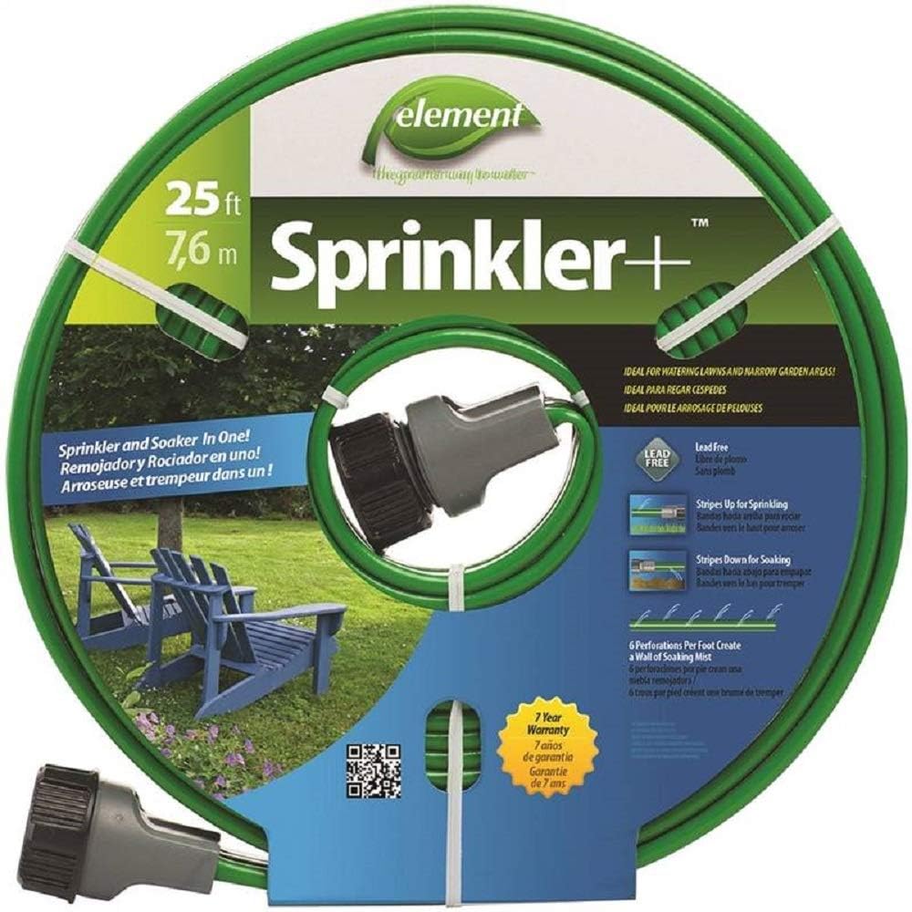 Element Sprinkler+, Sprinkler and Soaker Hose Combo, 25' Length, Green