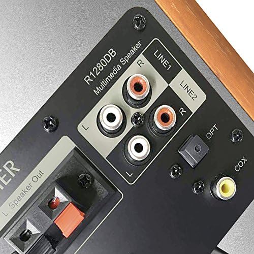 Edifier R1280DB Powered Bluetooth Bookshelf Speakers - Optical Input - Wireless Studio Monitors - 4 Inch Near Field Speaker - 42W RMS - Wood Grain (Black)