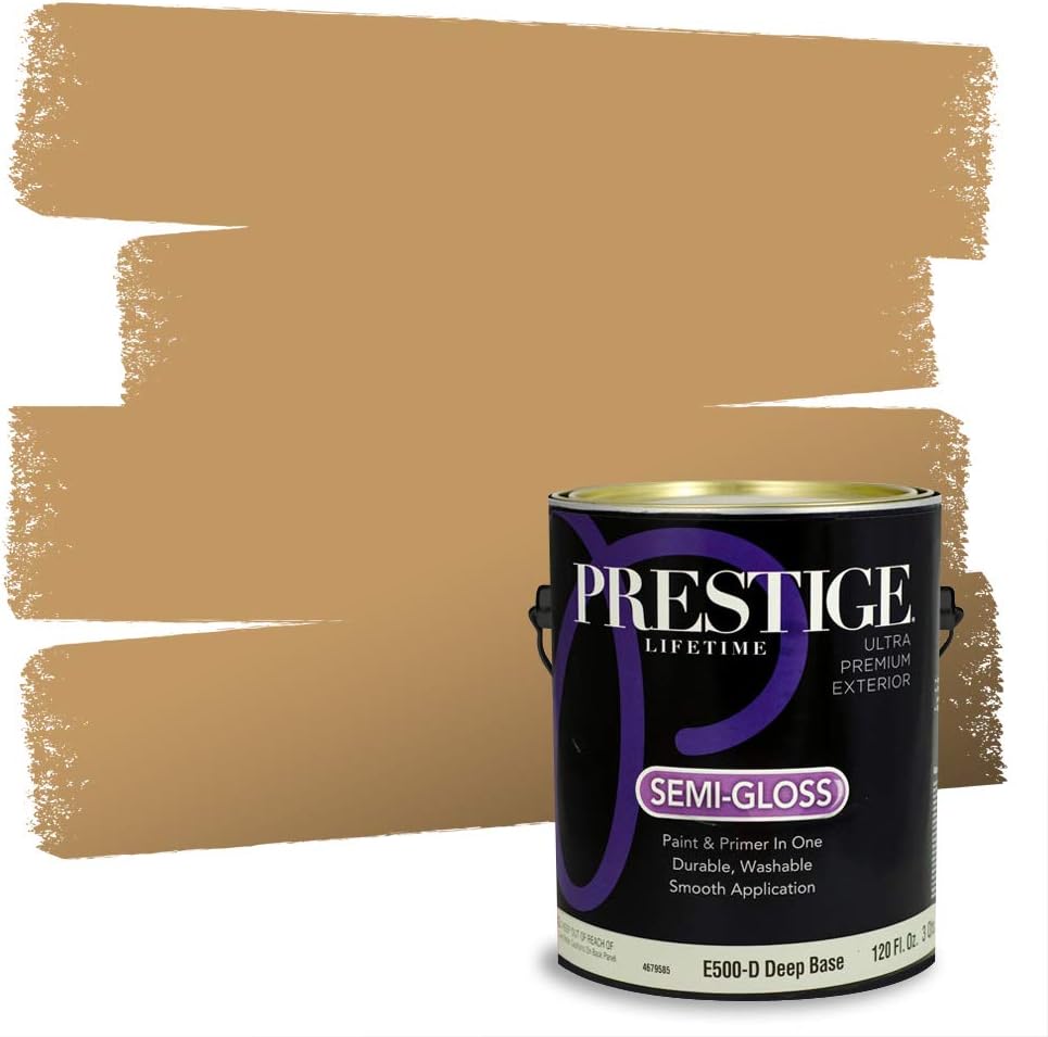PRESTIGE Paints Exterior Paint and Primer In One, 1-Gallon, Satin, Comparable Match of Sherwin Williams* Relaxed Khaki*