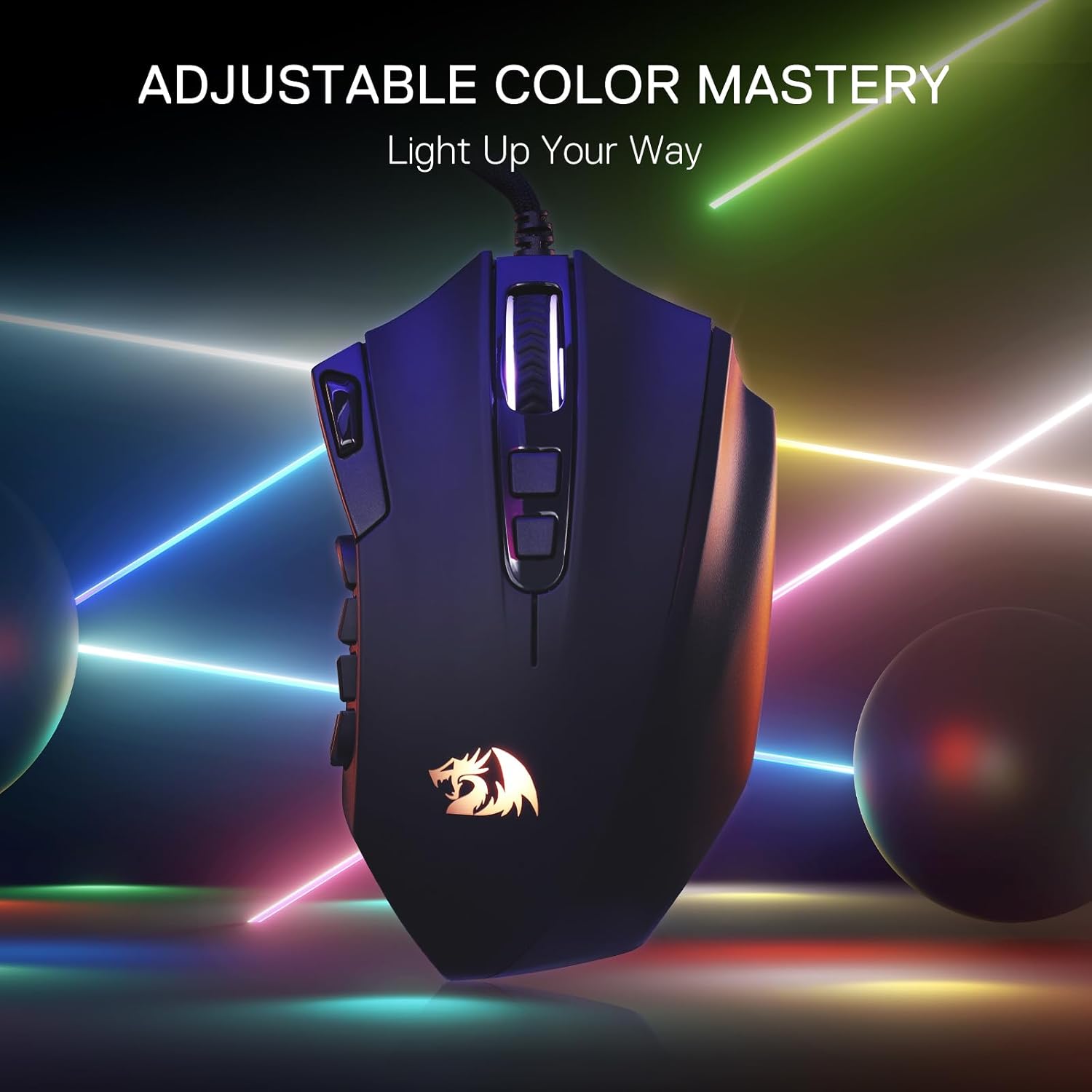 Redragon M921 Wired RGB MMO Gaming Mouse 12400 DPI Remapping Keys | Stable Lag-Free Connection, Smooth Precise Tracking, Custom Macro Keybinds