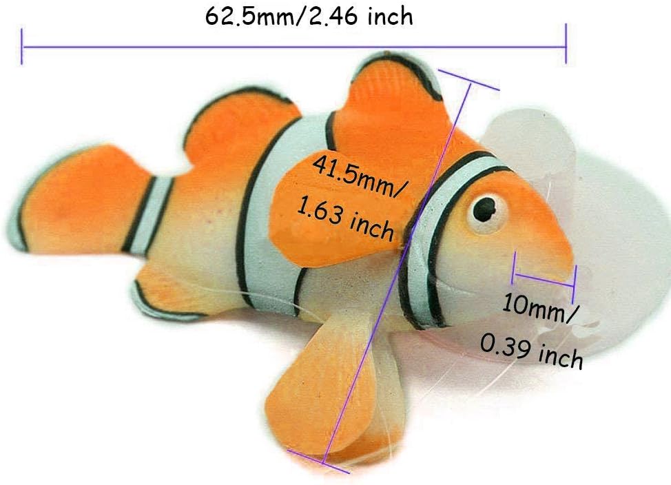 2 Pack Silicone Artificial Aquarium Floating Clownfish Decoration Fish Tank Decor Underwater Saltwater Fake Fish Glowing Ornament
