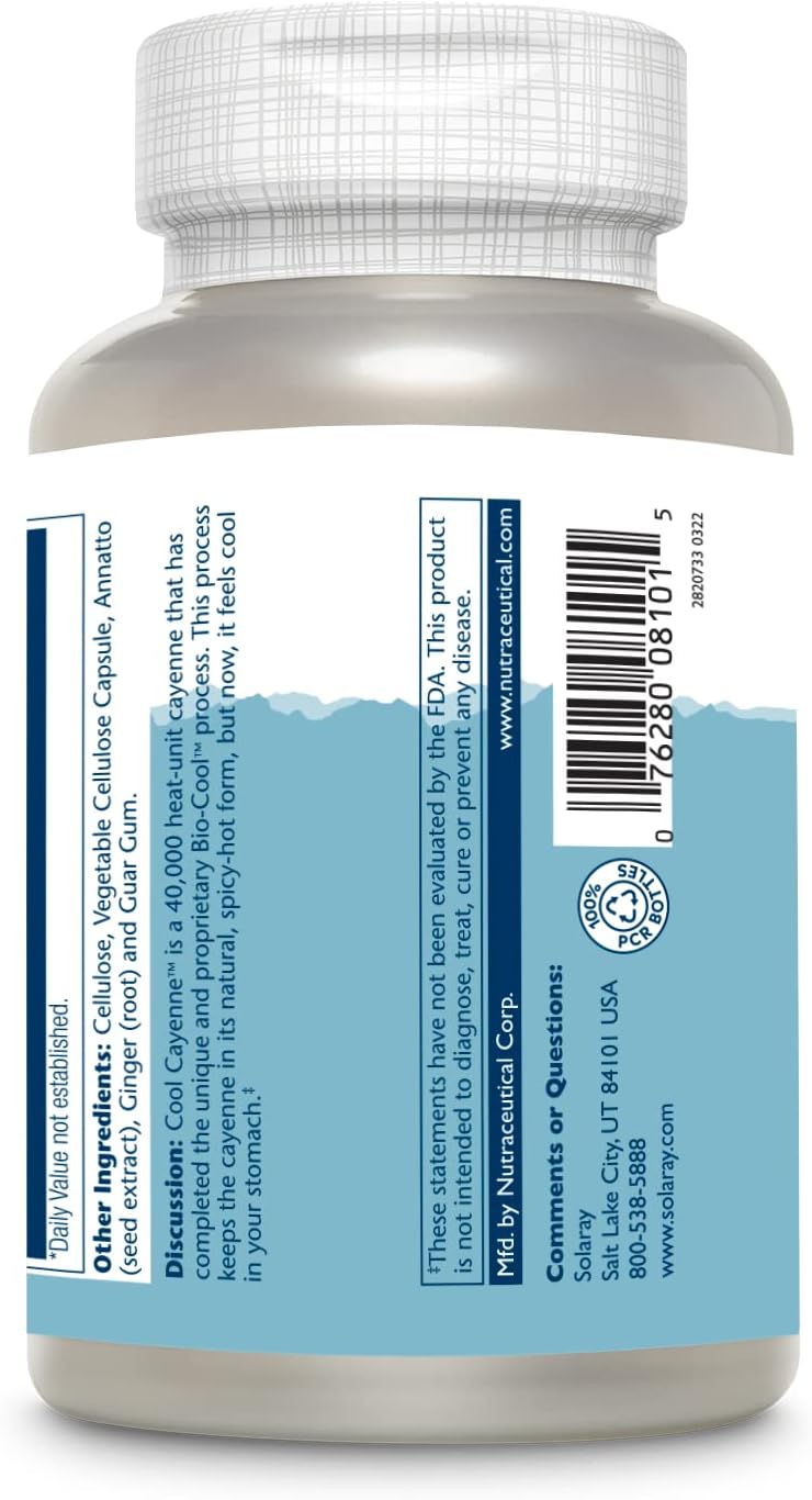SOLARAY Cool Cayenne 40,000 Heat Units, 45 Servings, 90 VegCaps