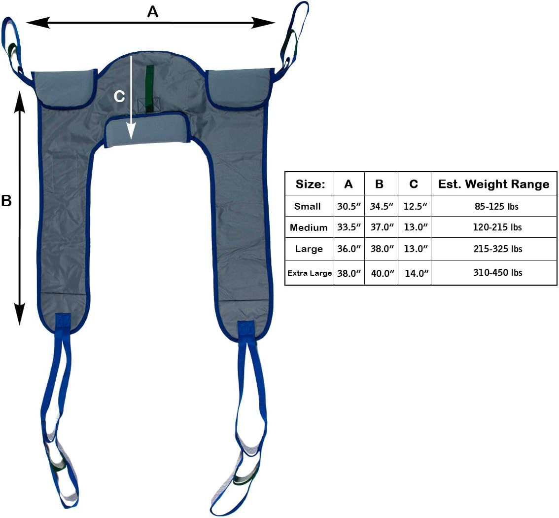 Patient Aid Toileting Sling for Hoyer Patient Lifts, Padded Hoyer Sling