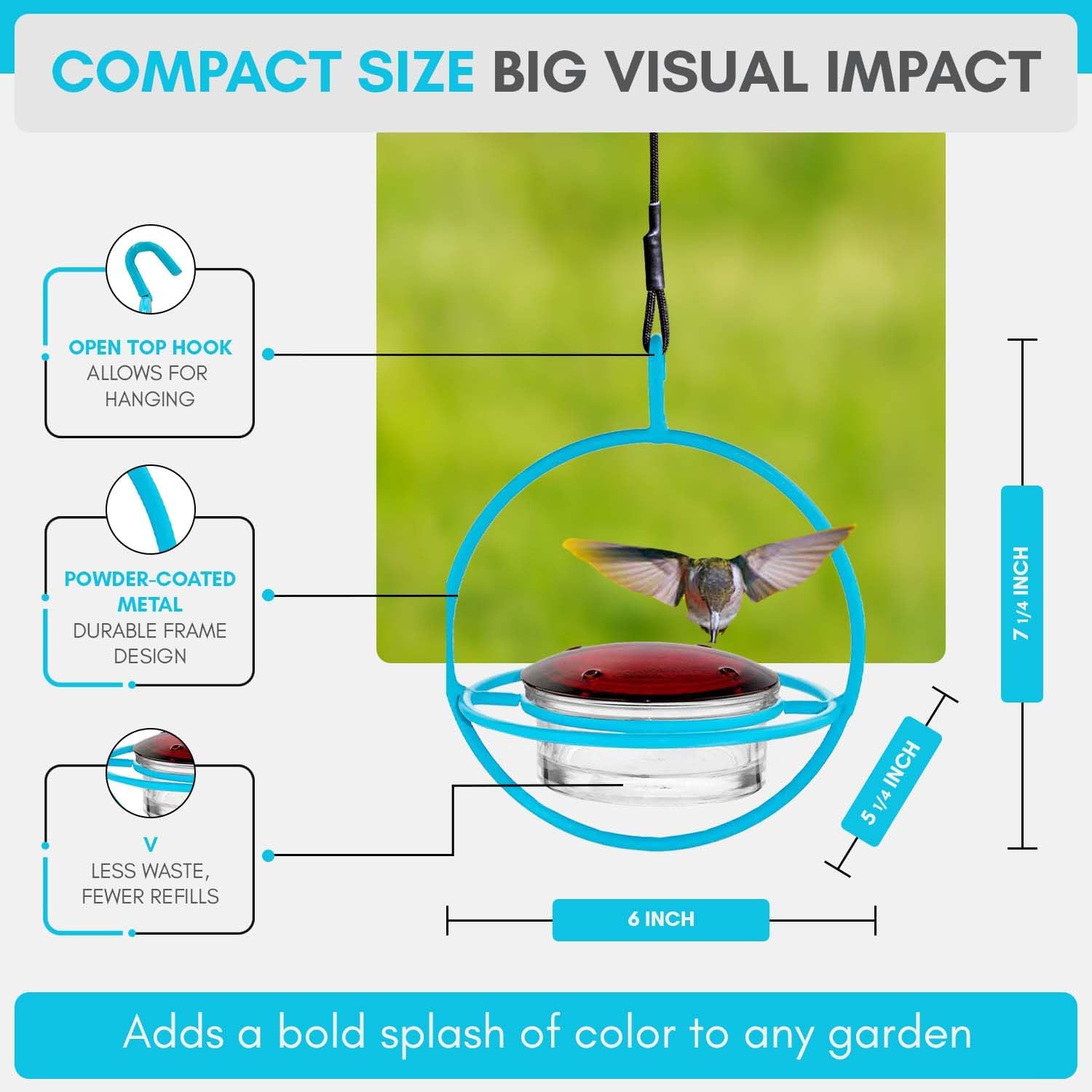 Hummingbird Feeder for Outdoors Hanging, 3.4 OZ Hummingbird Feeders, Glass Bowl with 4 Feeding Ports, Leak Proof Lid & Circular Perch, Bird Feeder (1, Red)