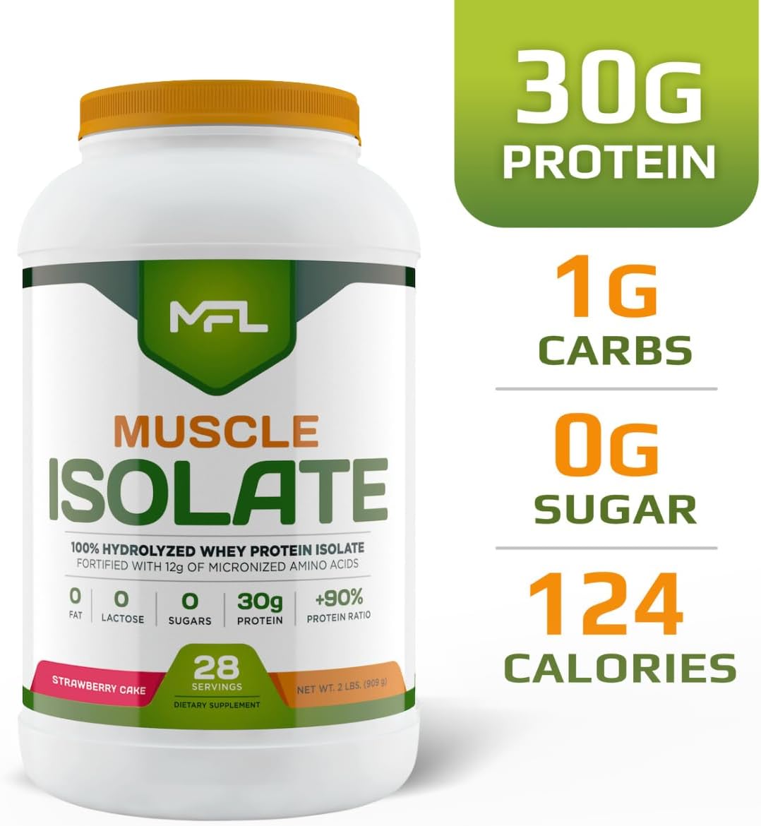 MFL 100% Isolate Protein l 30g of Protein l 12g Amino Acids l Keto Friendly l Low Carbs l 2 lbs. (Vanilla Bean)