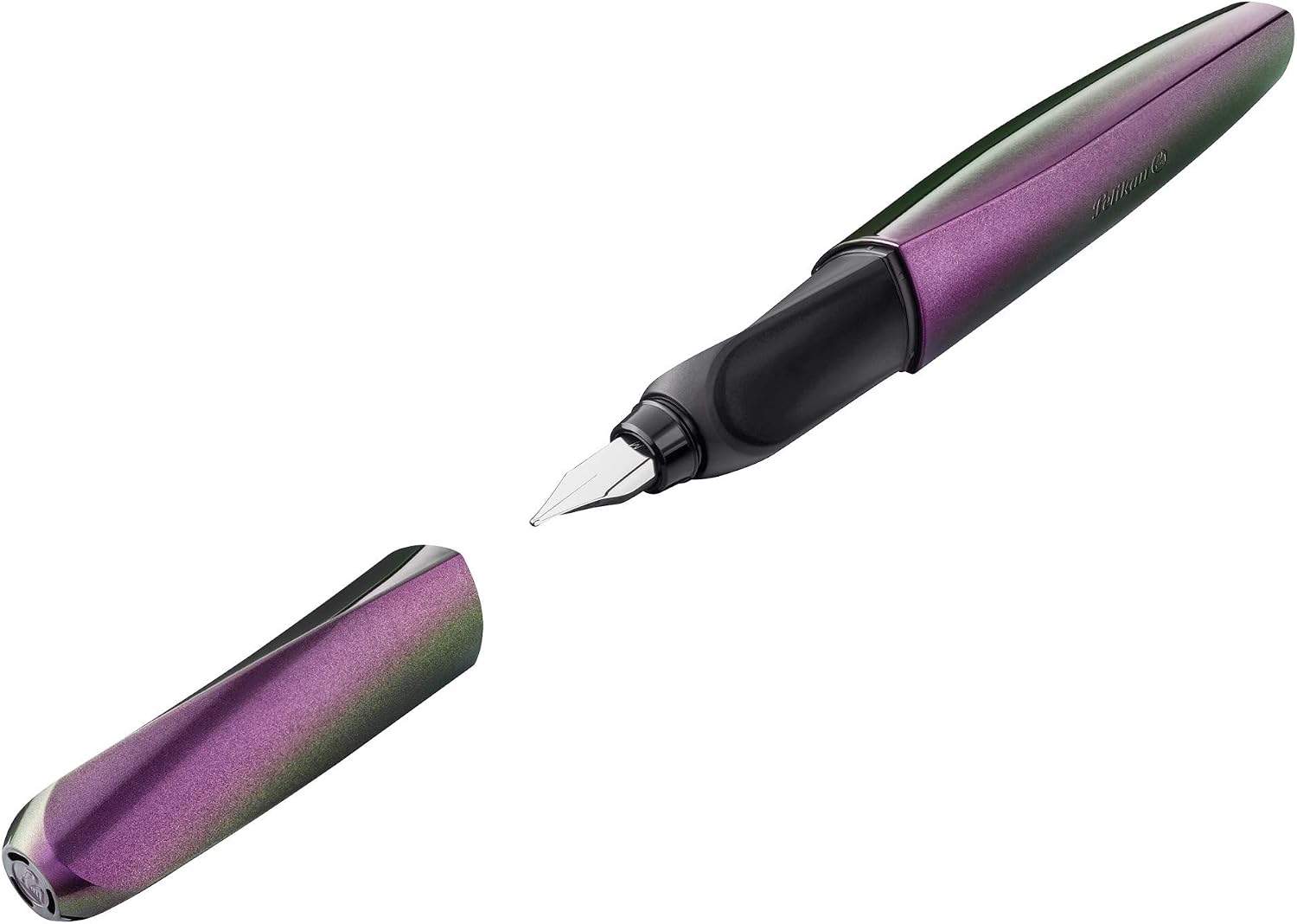 Pelikan Twist Fountain Pen with 1 Ink Cartridge, Medium Nib, Silver, Boxed (947101)