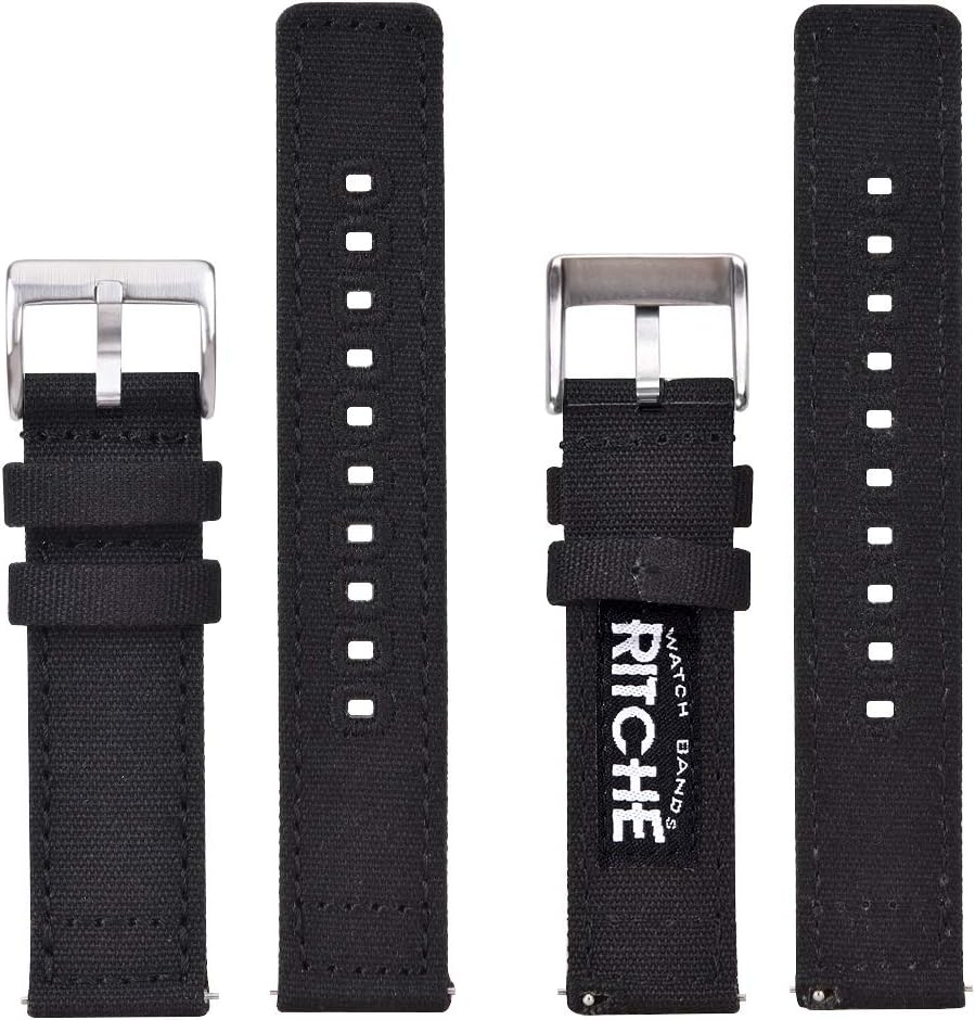 Ritche Christmas Gift Canvas Vintage Quick Release Watch Band 18mm 20mm 22mm 24mm Replacement Watch Straps for Men Women, White Elephant Gifts, Stocking Stuffers for Men, Father's Day gifts