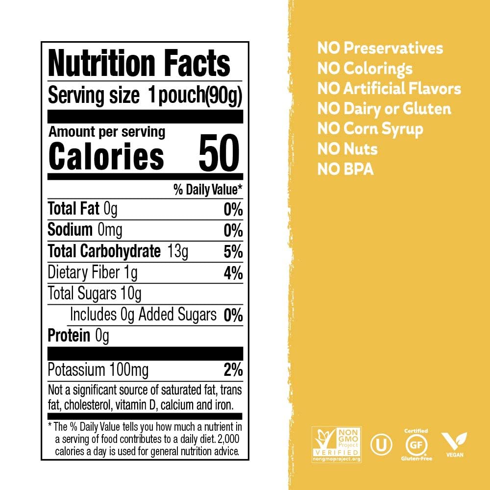 Buddy Fruits Snacks To Go Multifruit Unsweetened Applesauce 3.2oz Pouch (18pk) Gluten-Nut-Dairy-Preservatives-BPA Free, Non GMO, Kosher