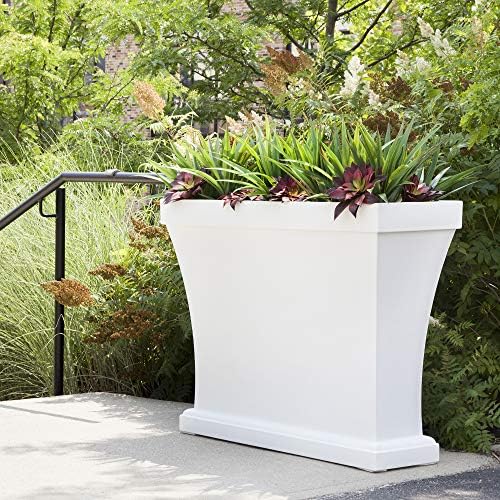 Mayne Bordeaux 40in Rectangular Trough Planter, Black | All season, Indoor/Outdoor, Double-wall design, Fade resistant, 15-year warranty