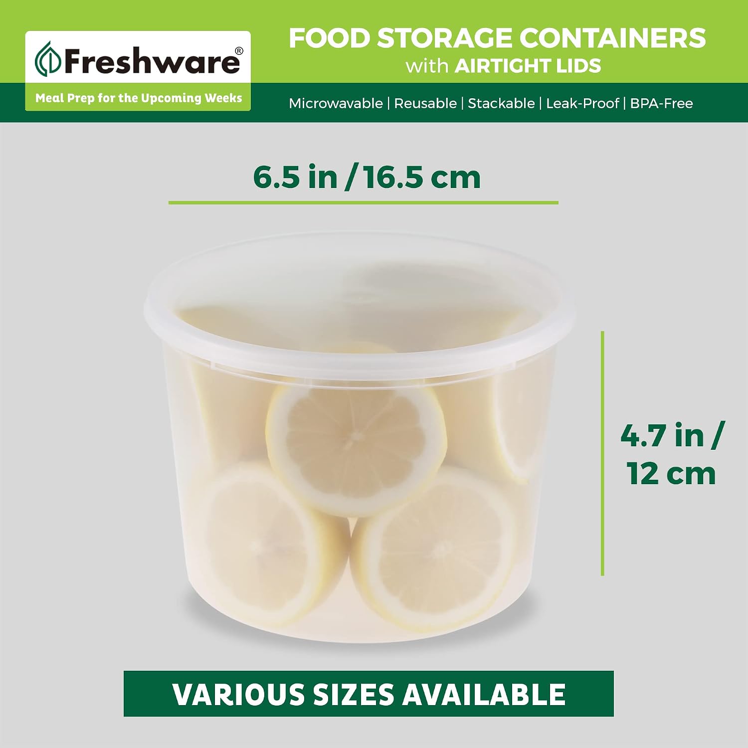 Freshware Food Storage Containers [24 Set] 32 oz Plastic Deli Containers with Lids, Slime, Soup, Meal Prep Containers | BPA Free | Stackable | Leakproof | Microwave/Dishwasher/Freezer Safe