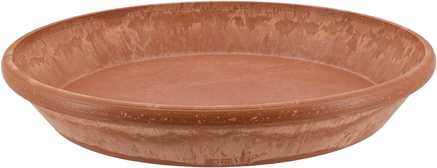 Arcadia Garden Products PSW Pot Collection AP35TCM 14-inch Plastic/Stone/Wood Composite Plant Saucer Drip Tray – No Drainage Hole (Drillable)