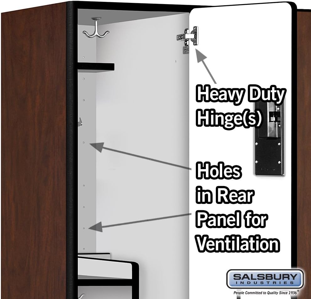 Salsbury Industries 2-Tier S-Style Extra Wide Designer Wood Locker with Three Wide Storage Units, 6-Feet High by 21-Inch Deep, Mahogany