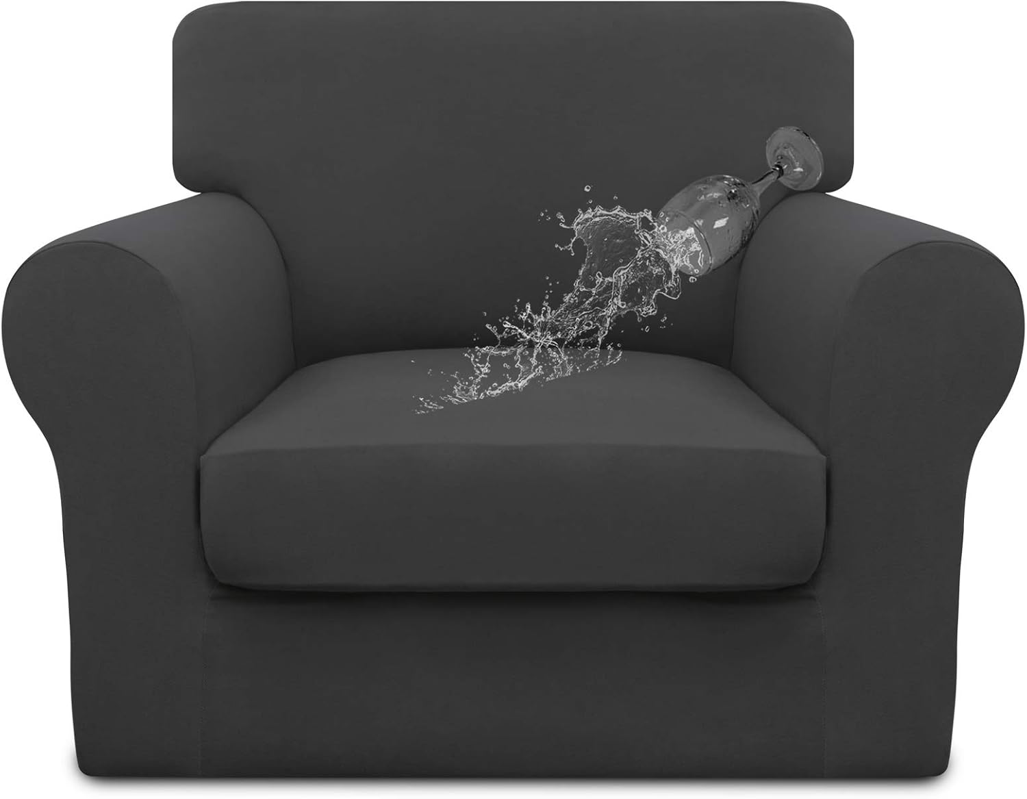 Easy-Going 4 Pieces Waterproof Recliner Chair Slipcover Washable | Stretch Soft Couch Cover for Dogs, Sofa Slipcover for Recliner Couch Furniture Protector for Kids, Pets Dark Gray