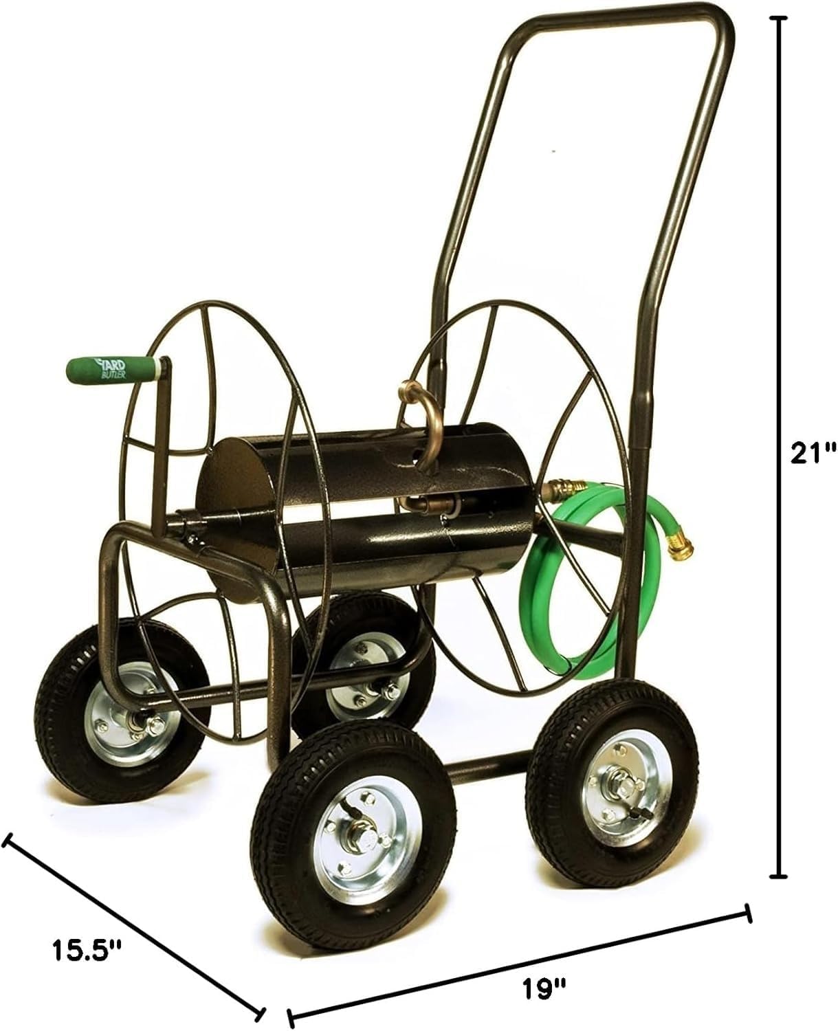 Yard Butler Hose Cart, Metal Hose Caddy, 2 Wheels, 200 Feet | Wheeled Metal Hose Cart Caddy, Suitable for Gardens, Lawns, Fields, and Outdoors, Durable Construction