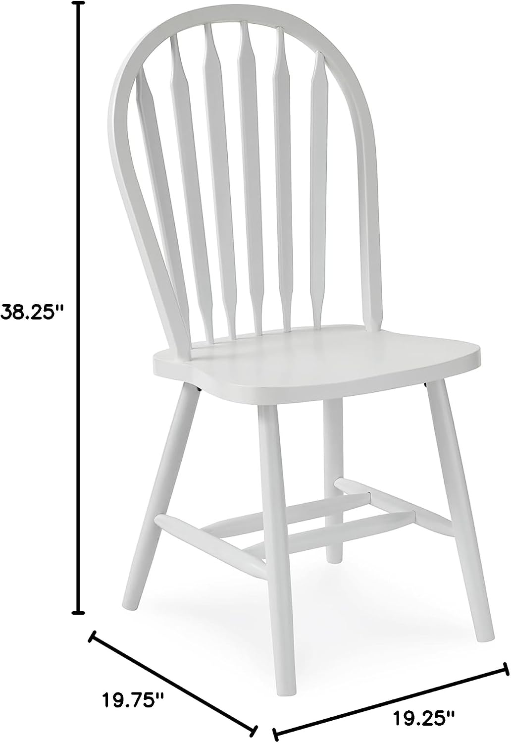 IC International Concepts Solid Wood Windsor ArrowBack Chair, Unfinished