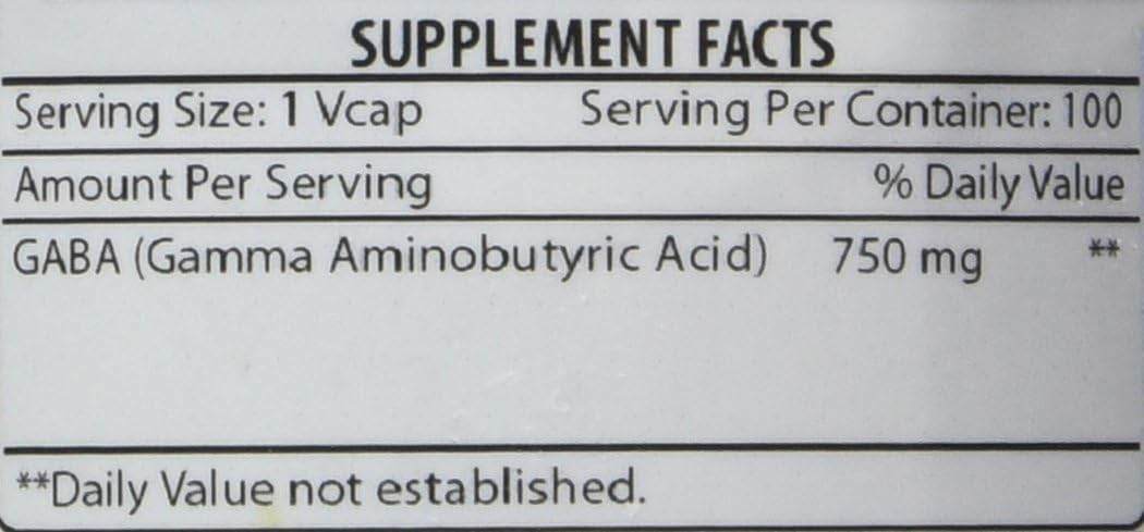 Amazing Formulas GABA Supplement | 750 Mg per Serving | 100 Veggie Capsules | Non-GMO | Gluten-Free | Made in USA | Ideal for Vegetarians