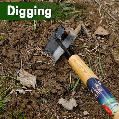 Garden Weeding Sickle/Hand Hoe, Gardening Cutting Grass Sickle, Japanese Sickle Style Hand Weeder Tool with Thick Blade&Wooden Handle