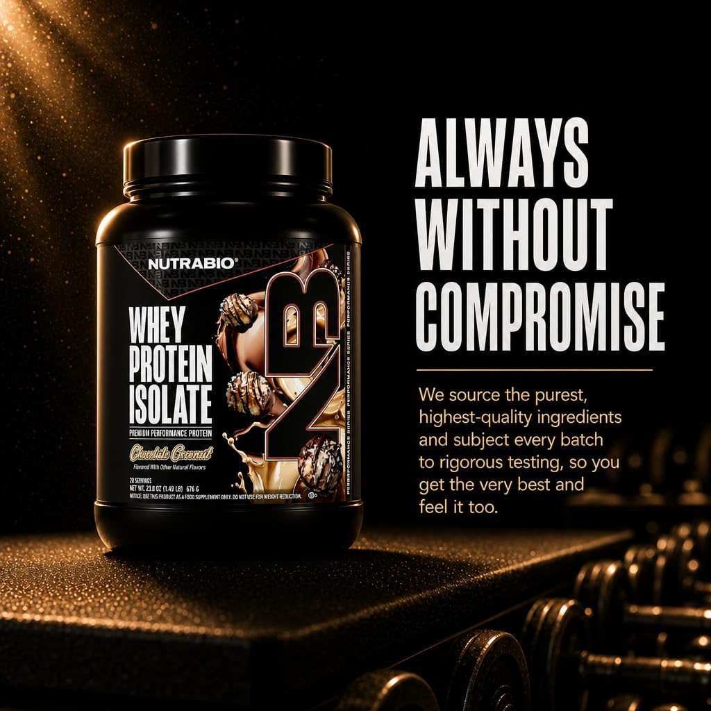 NutraBio 100% Whey Protein Isolate Protein Powder, 25g Protein with Complete Amino Acid Profile, Non-GMO, Soy & Gluten Free, Low Carb, Low Calorie Whey Protein Powder, Raw Unflavored, 20 Servings