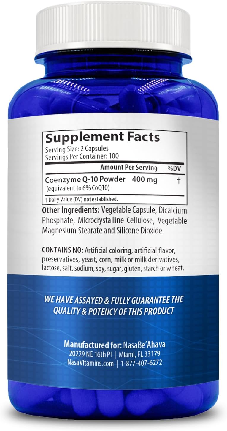 CoQ10 400mg Capsules | Vegan Friendly Coenzyme Q10 400mg per Serving from Easy Absorption Ubiquinone Supplement for Skin Heart and Energy Support