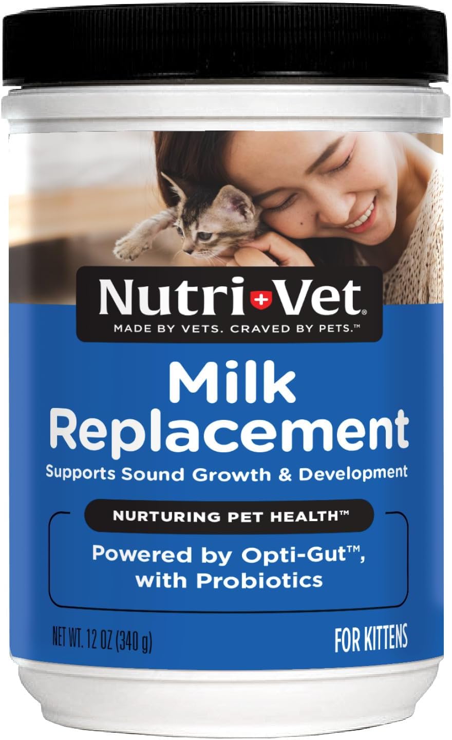 Nutri-Vet Kitten Milk Replacer, Milk Replacer for Kittens, 12oz | Kitten Formula, Powdered Milk, Nursing Support, Cat Care, Whelping Supplies