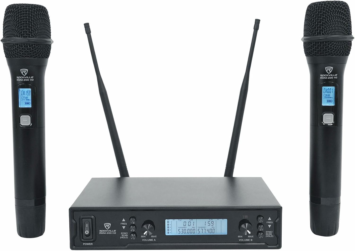Rockville RPG2X10 10" PA Speaker Pair with Mixer and 2 UHF Wireless Mics