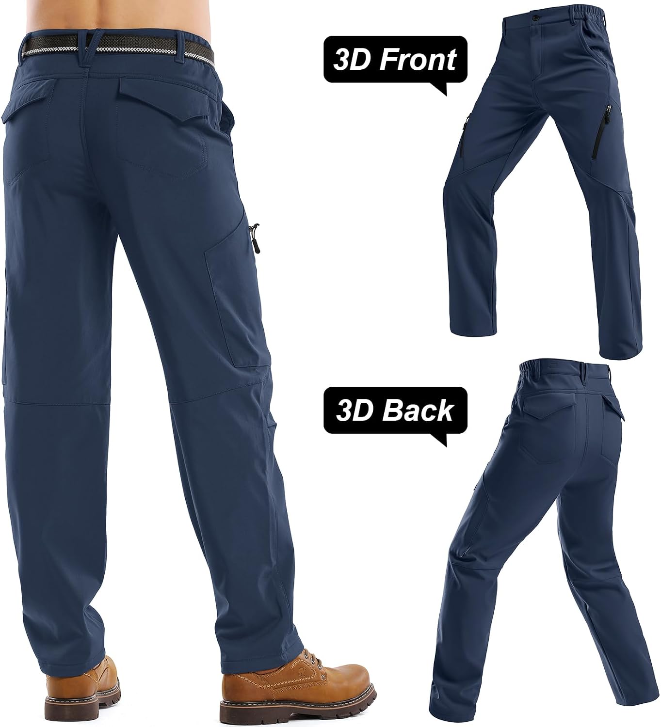 Men's Waterproof Pants Fleece Lined Insulated Winter Hiking Ski Snow Pants