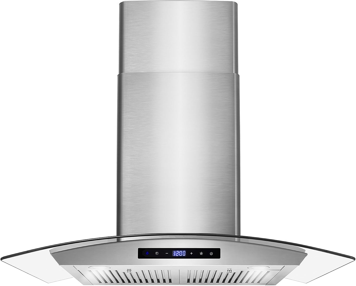30 in. Vista Coll 380 CFM Ducted Wall Mount Range Hood LED, Stainless Steel | Cosmo COS-668WRCS75 Soft Touch Controls, 3 Fan Speeds, Glass Visor