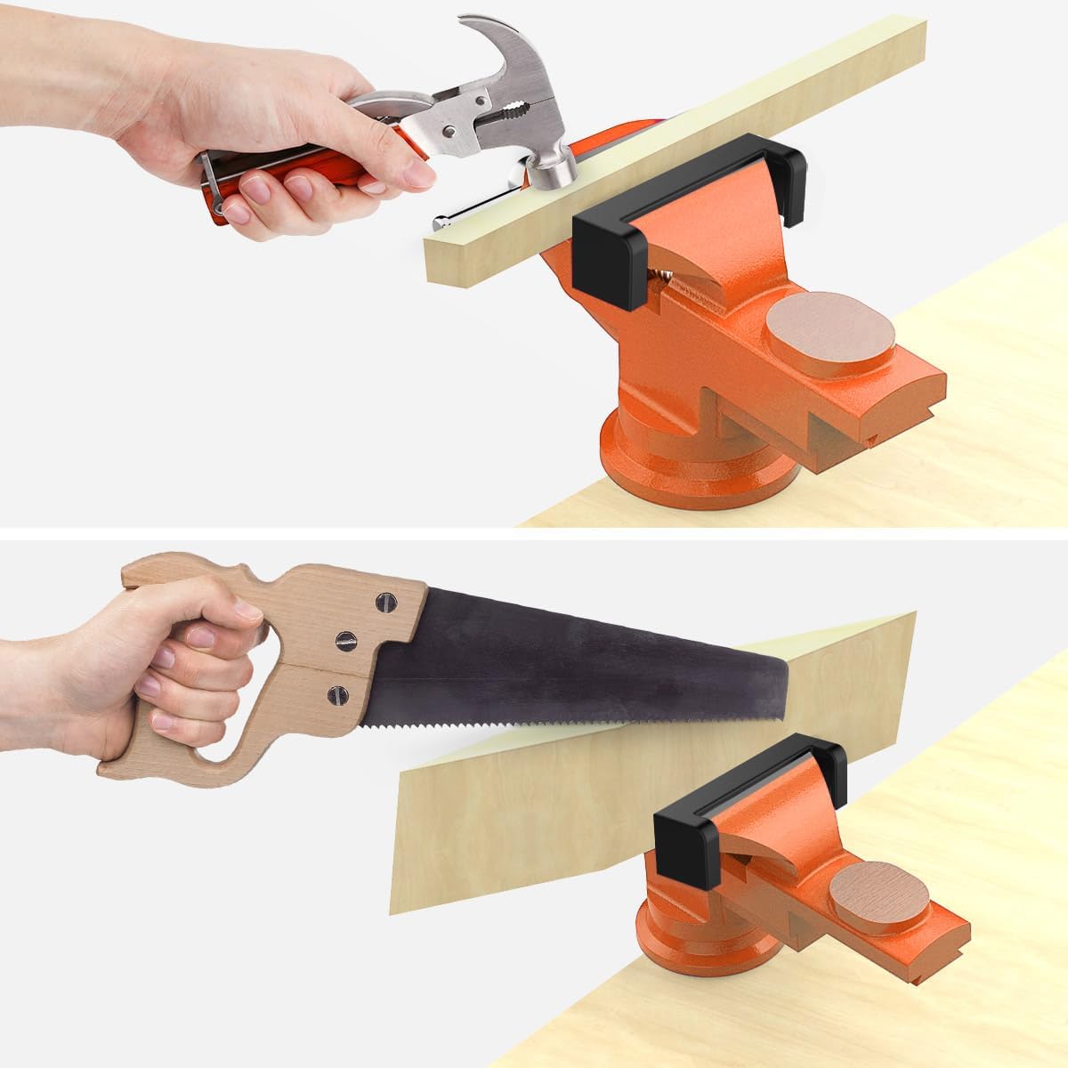 Housolution Universal Table Vise 3 Inch, 360°Swivel Base Bench Clamp