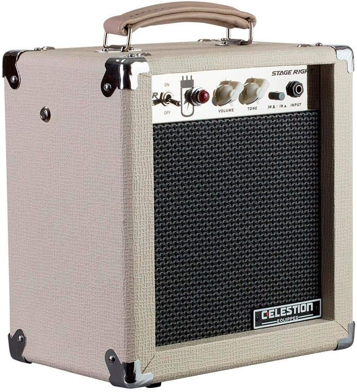 Monoprice 1x8 Guitar Combo Tube Amplifier with Celestion Super 8 Inch Speaker - Tan / Beige 5-Watt, 12AX7 Preamp