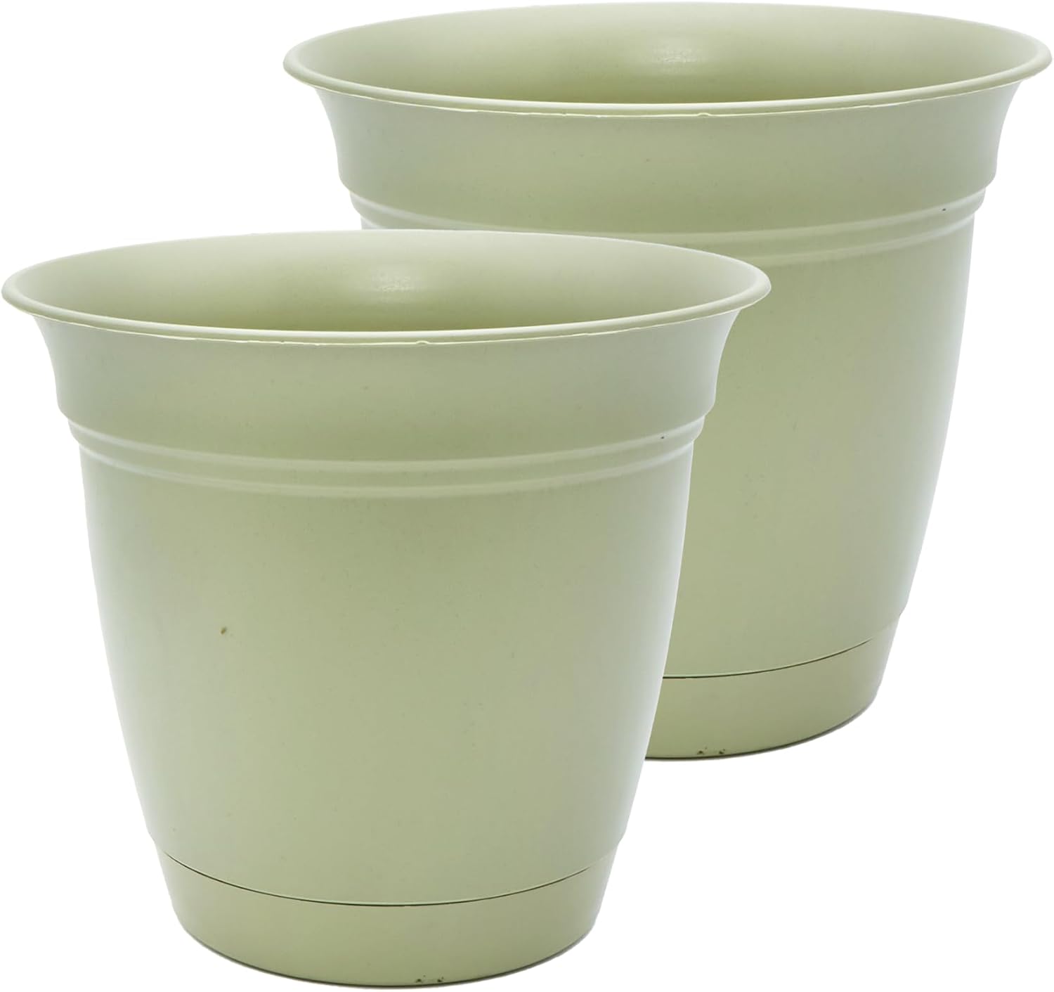 The HC Companies Eclipse Round Planter with Saucer - Outdoor & Indoor Plant Pot with Drainage Holes - Lightweight