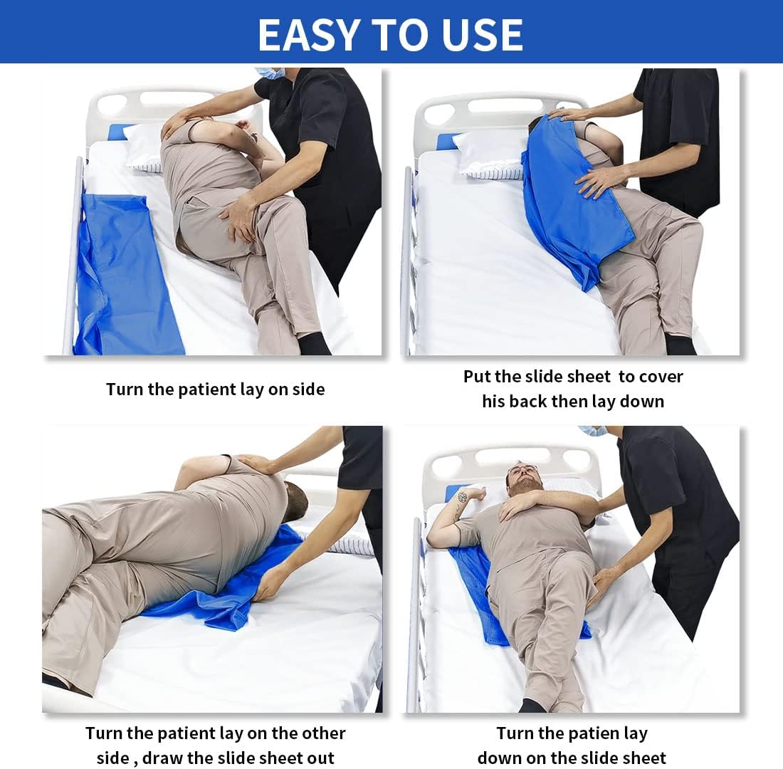 EZ Assistive 56"*78" Flat Slide Sheet Reusable and Washable Patient Transfer Sheet for Patient in-Bed Transferring and Repositioning Easy Apply and