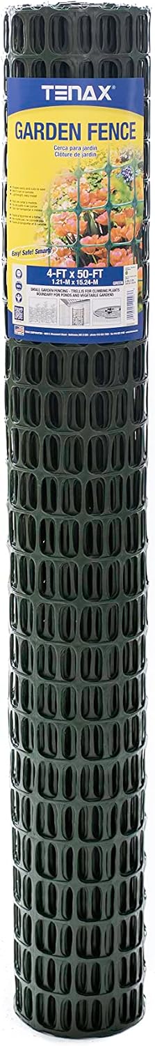 TENAX Garden Fence - Green, Durable, Lightweight - 3' x 25' - Plastic