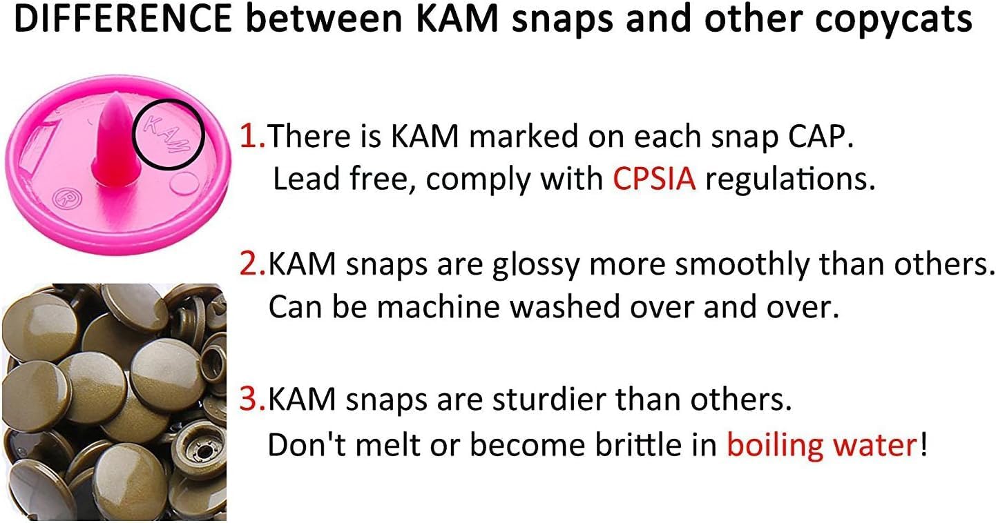 Original KAM Snaps Starter Kit 360 Sets Size 20 12 Colors Pliers | Lead-Free & CPSIA Compliant, Plastic T5 Snap Button Kit, No-Sew Fasteners