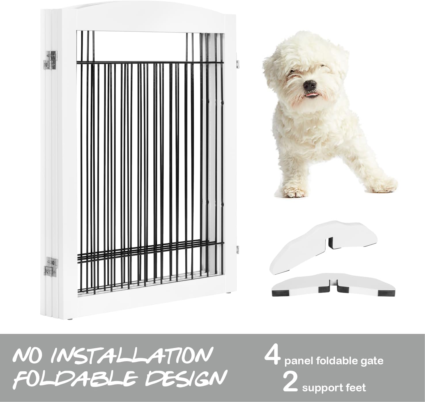 PAWLAND Extra Wide Foldable Dog gate for Doorway, Indoor, 72“ Wide, 30" H