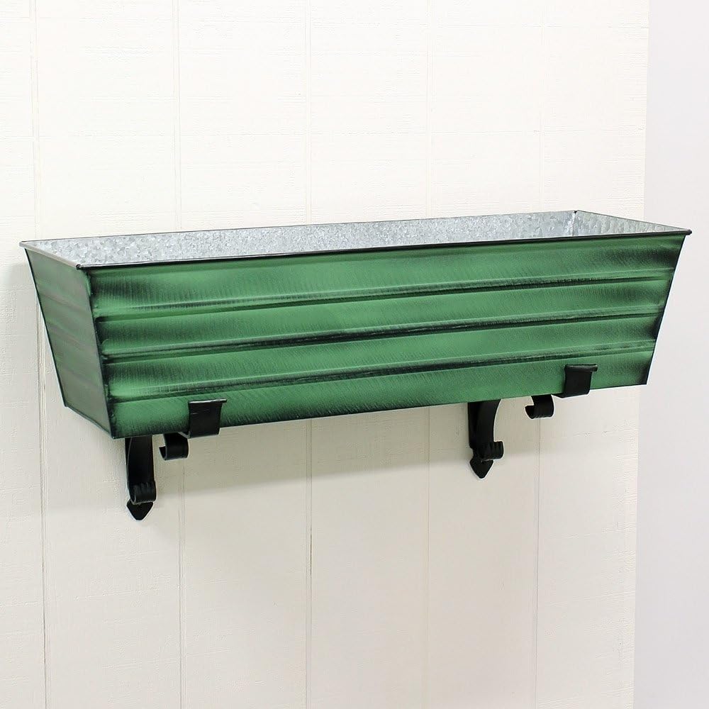 Achla Designs Galvanized Window Flower Box Planter-Green-Medium (24" L x 9.5" W x 7.5" H)