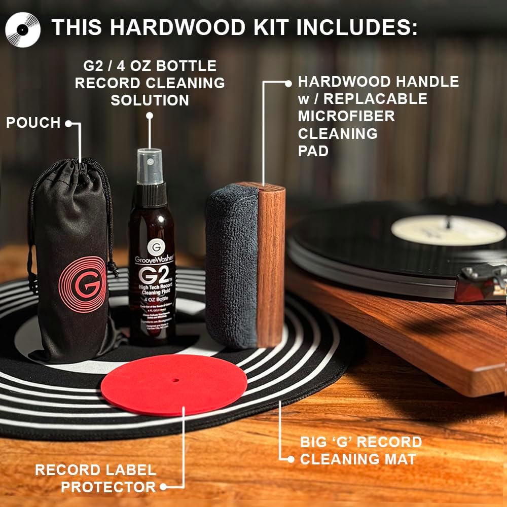 GrooveWasher Vinyl Record Cleaning Kit – Handcrafted Hardwood Handle with Scratch-Free Microfiber Pad