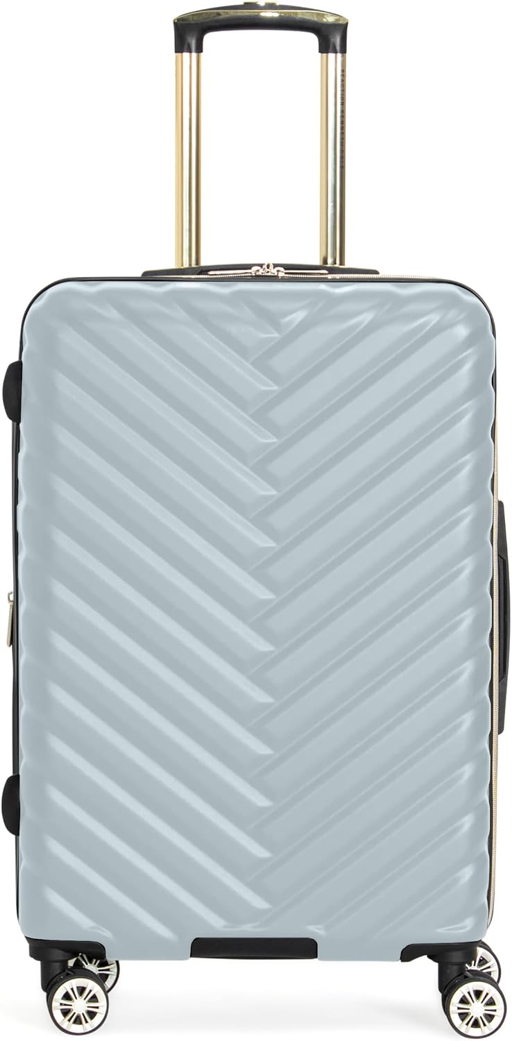 Kenneth Cole REACTION Madison Square Lightweight Hardside Chevron Expandable Spinner Luggage, Black, (28-Inch Checked)