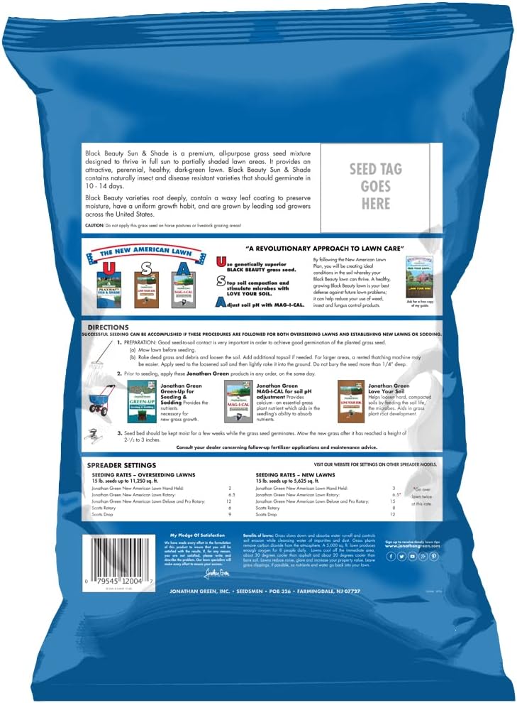 Jonathan Green (12005) Black Beauty Sun & Shade Grass Seed - Cool Season Lawn Seed (7 lb)