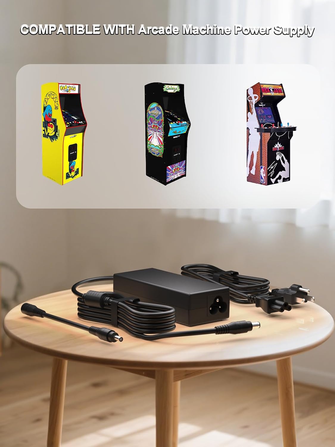 12V Power Cord Compatible with Arcade1up Game Machine | Arcade 1up All Riser Cocktail Table, RYJ0136PAU0-PAU6 Models, BIton Compatible
