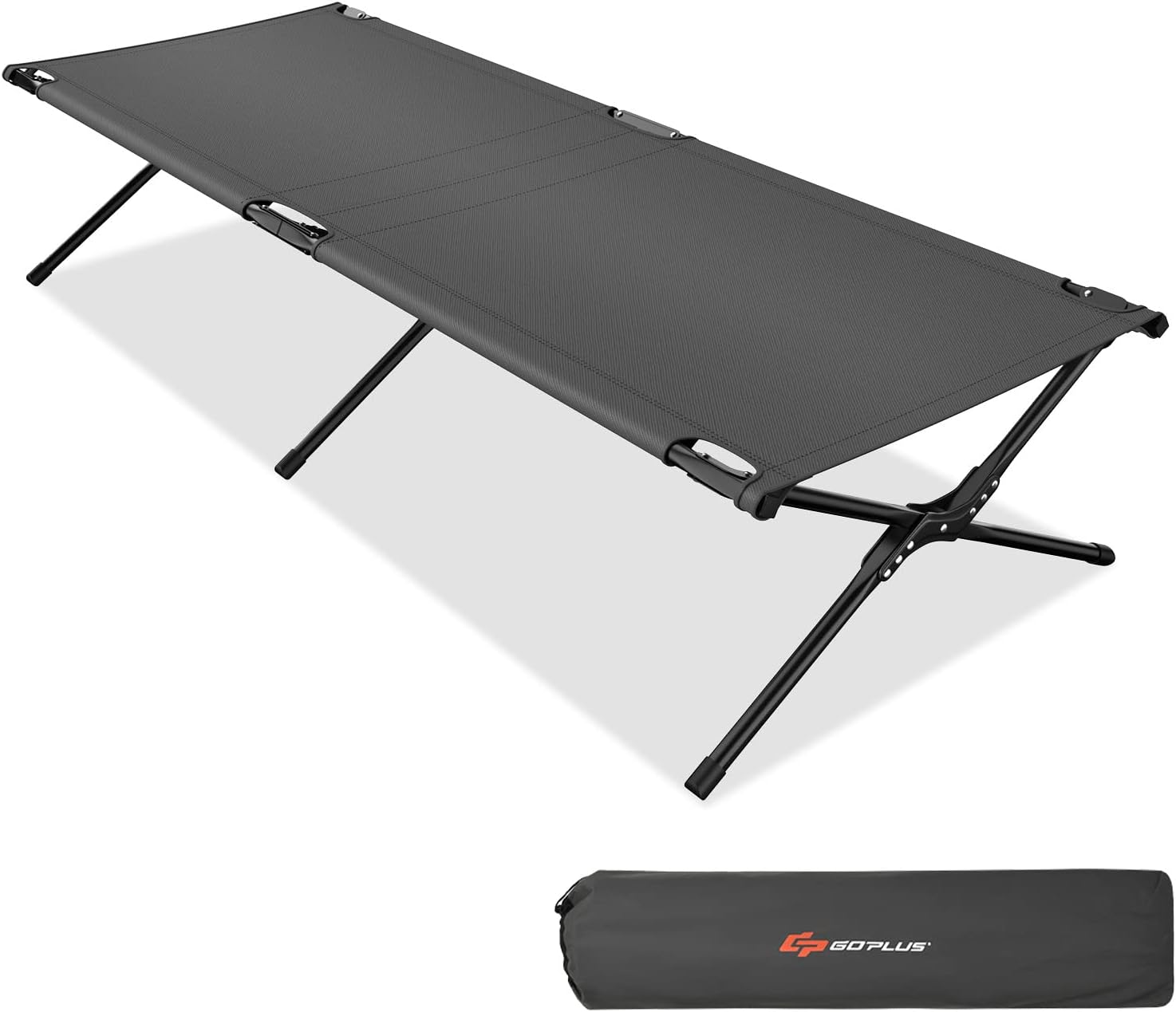 Goplus Folding Camping Cot with Carrying Bag, Portable Lightweight Outdoor Sleeping Bed for Adults Kids, 300LBS Weight Capacity